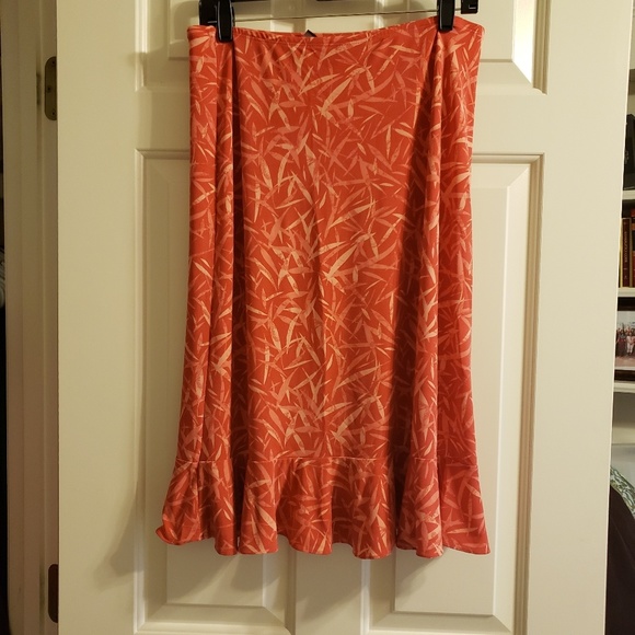 Orange Bamboo Pattern Midi Skirt - Picture 1 of 3